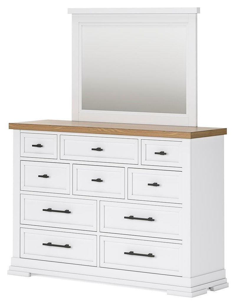 Ashley Furniture Ashbryn bedroom set with a bed, nightstands, and dresser arranged in a modern bedroom scene.