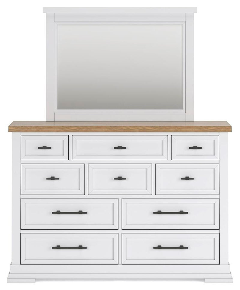 Ashley Furniture Ashbryn bedroom set with a bed, nightstands, and dresser, featuring a modern design and neutral finish.