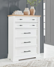 Ashbryn chest of drawers by Ashley Furniture showing a wooden storage chest with multiple drawers in a modern design.