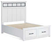 Ashley Furniture Ashbryn bedroom set with a modern bed, matching nightstands, and dresser, shown from an angled view in a stylish bedroom setting.