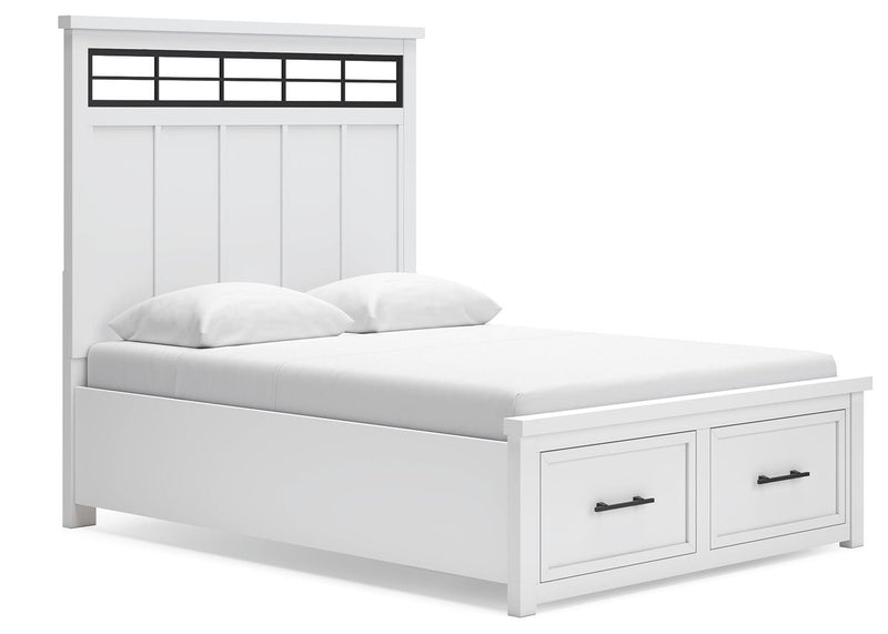 Ashley Furniture Ashbryn bedroom set shown from a side angle, featuring a modern bed frame, nightstands, and matching bedroom furniture.