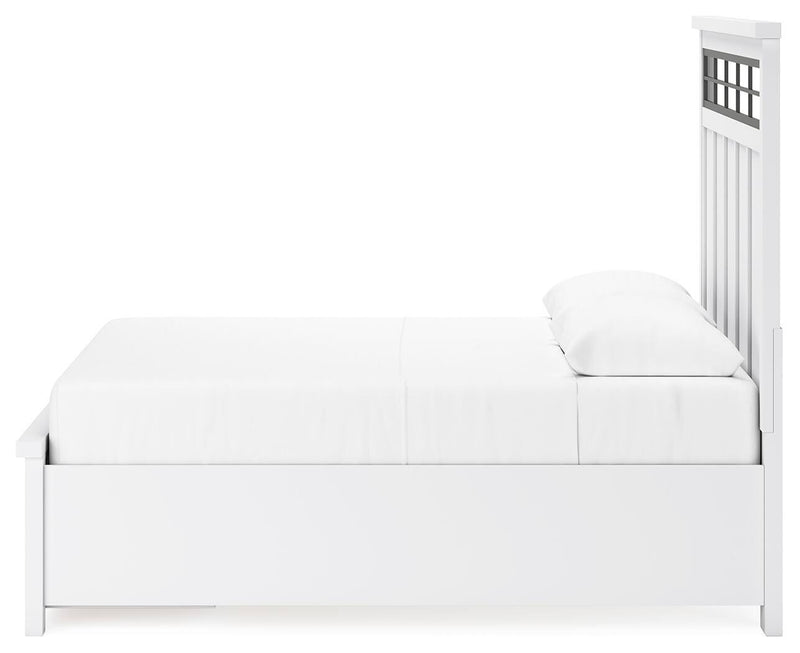Ashley Furniture Ashbryn bedroom set with a bed, matching nightstands, and dresser in a modern bedroom interior.