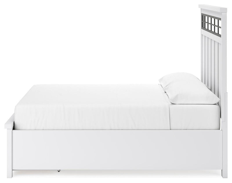 Ashley Furniture Ashbryn bedroom set includes a bed, nightstands, and dresser with modern design and dark wood finish.