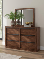 Ashley Furniture Dilenno bedroom set includes a bed frame, nightstands, and dresser in a modern wood finish.