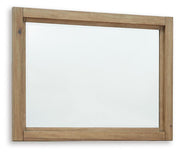 Ashley Furniture Ridgester dresser with mirror, angled view showcasing wood finish and modern design.