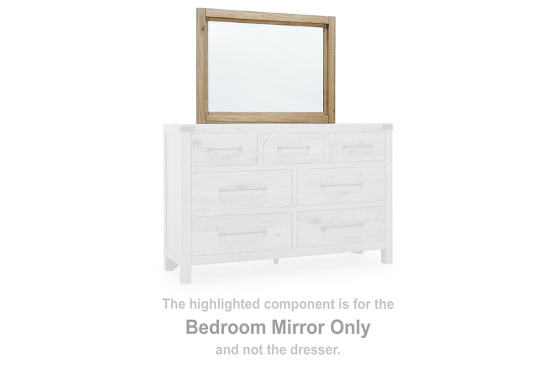 Ashley Furniture Ridgester dresser and mirror set featuring a sleek wooden dresser with a matching mirror.