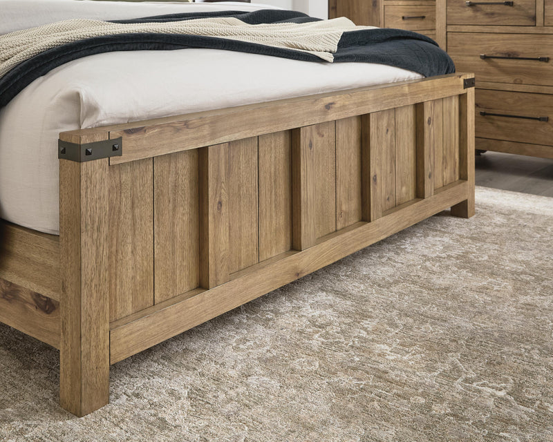 Ashley Furniture Ridgester Bed with detailed wood finish and modern design, showcasing the headboard and frame.