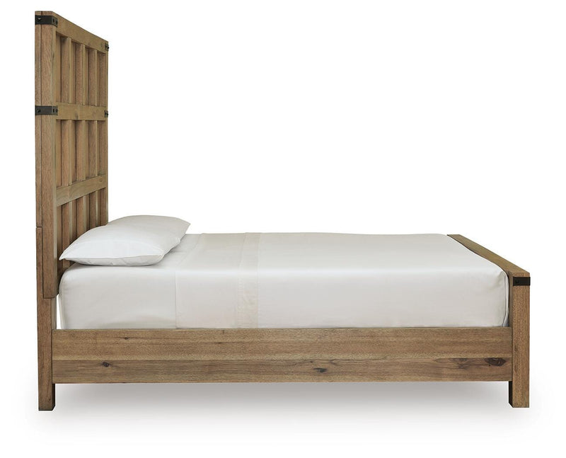 Ashley Furniture Ridgester Bed with a sleek dark wood finish, featuring a stylish headboard and sturdy frame.