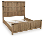 Ashley Furniture Ridgester Bed with a modern design, showcasing a wooden frame and clean lines in a bedroom setting.