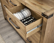 Ashley Furniture Ridgester dresser and mirror set featuring a wooden dresser with a matching mirror and contemporary design.