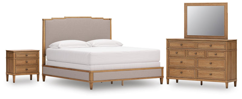 Ashley Furniture Sharlance bedroom set with a modern bed frame, matching nightstands, and coordinated bedding in a stylish bedroom scene.