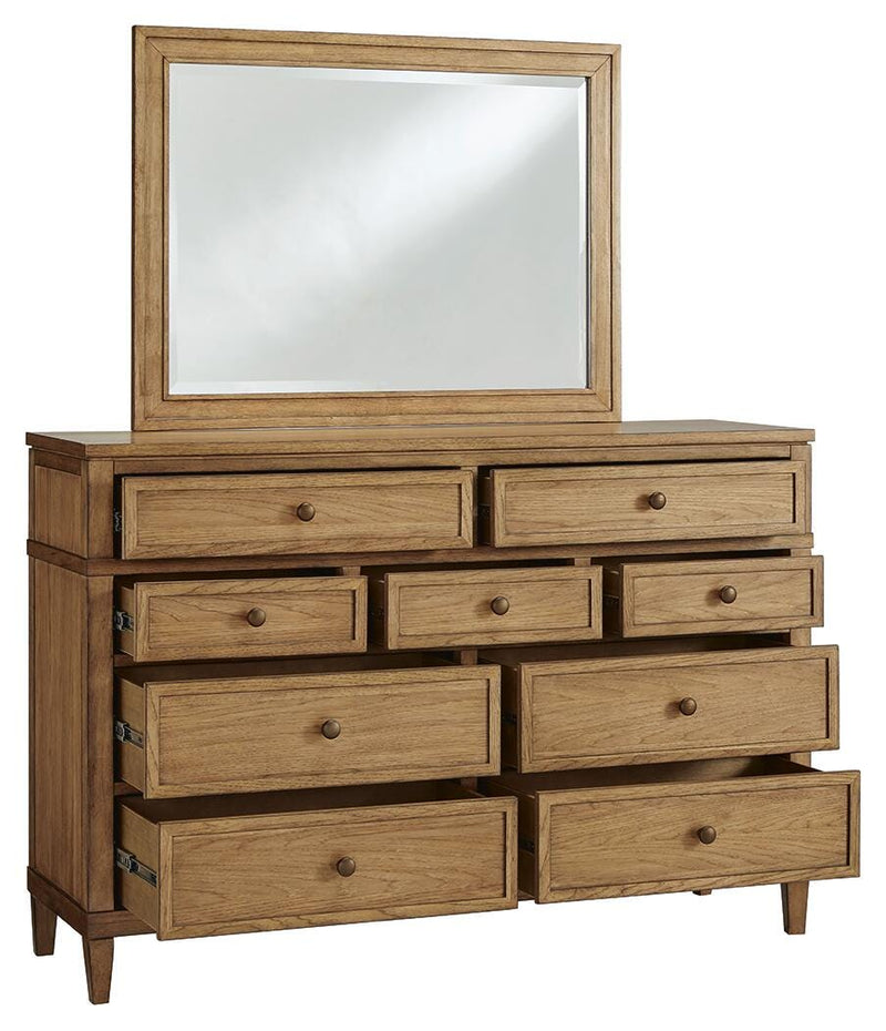 Ashley Furniture Sharlance bedroom set featuring a bed, nightstands, and dresser with a modern design in soft neutral tones.