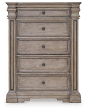 Ashley Furniture Blairhurst chest of drawers with a head-on view, showcasing dark wood finish and classic design.