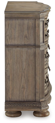 Ashley Furniture Ardenfield Dresser with multiple drawers, dark wood finish, and sleek modern design.