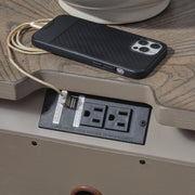 Ashley Furniture Ardenfield nightstand with USB ports, featuring a dark wood finish and modern design, shown with drawer handles.