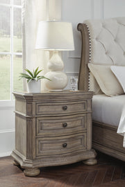 Ashley Furniture Ardenfield Nightstand with a dark wood finish, featuring a single drawer and open shelf for bedroom storage.