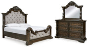 Ashley Furniture Maylee bedroom set with a modern bed frame, matching nightstands, and coordinated bedroom furniture in natural finish.