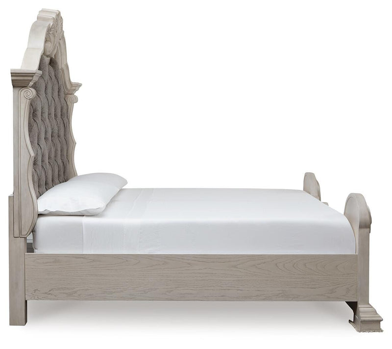 Ashley Furniture Bruchandi bedroom set featuring a bed with a dark wood finish and matching nightstands, styled in a cozy bedroom scene.