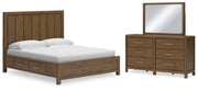 Ashley Furniture Cabalynn bedroom set with a bed, dresser, and nightstands in a modern design with neutral finishes.