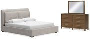 Ashley Furniture Cabalynn bedroom set featuring a bed frame, matching nightstands, and dresser in a modern design.