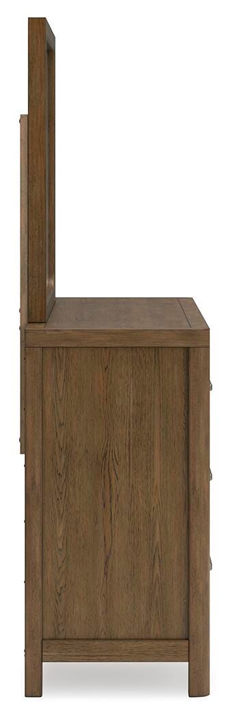 Ashley Furniture Cabalynn dresser and mirror set featuring a sleek wood finish and modern design with ample storage.
