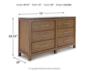 Ashley Furniture Cabalynn dresser with multiple drawers and a dark wood finish, showcasing a modern bedroom storage piece.