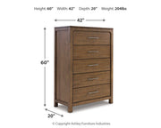 Ashley Furniture Cabalynn chest of drawers, wooden storage unit with multiple drawers, classic design for bedroom storage.