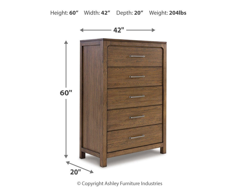 Ashley Furniture Cabalynn chest of drawers, wooden storage unit with multiple drawers, classic design for bedroom storage.