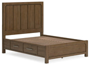 Ashley Furniture Cabalynn Bed with Storage, angled view showcasing the bed frame and built-in storage drawers in a modern bedroom setting