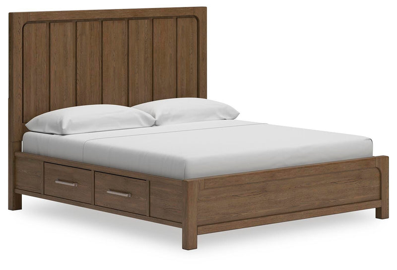 Ashley Furniture Cabalynn Bed with Storage, shown from an angle highlighting the bed frame and built-in storage drawers.