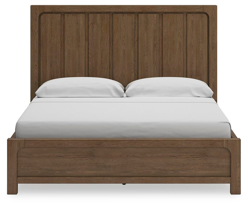 Ashley Furniture Cabalynn Bed with Storage featuring a headboard, dark finish, and built-in storage drawers in a modern bedroom setting.