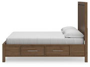 Ashley Furniture Cabalynn Bed with Storage, side view showing wooden frame and built-in storage drawers