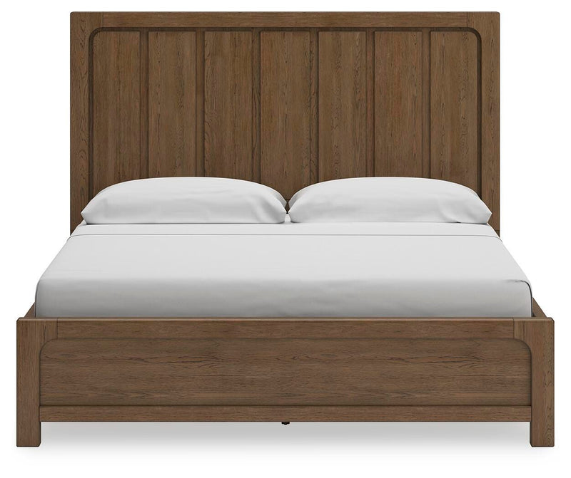 Ashley Furniture Cabalynn Bed with Storage, shown with headboard and dark wood finish, featuring built-in storage drawers.