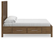 Ashley Furniture Cabalynn Bed with Storage, side view showing elegant wooden frame and built-in storage drawers.