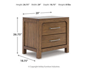 Ashley Furniture Cabalynn nightstand with a dark wood finish, featuring a single drawer and open shelf for bedroom storage.