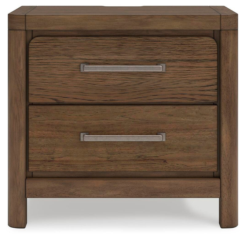 Ashley Furniture Cabalynn nightstand with a dark wood finish, featuring a single drawer and a lower shelf, modern bedroom furniture piece.