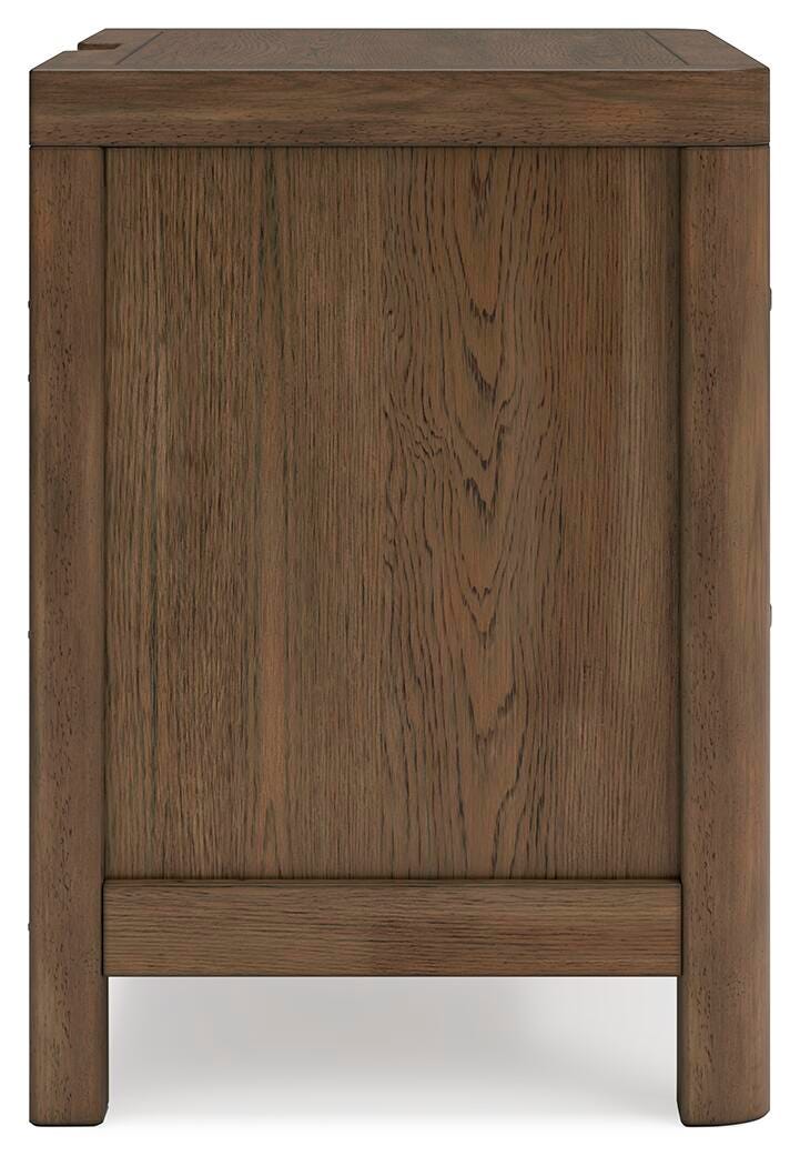 Cabalynn nightstand by Ashley Furniture featuring a sleek wood finish and modern design with a single drawer and open shelf.