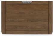 Ashley Furniture Cabalynn nightstand with a dark wood finish and sleek top surface, featuring modern design and drawer storage.
