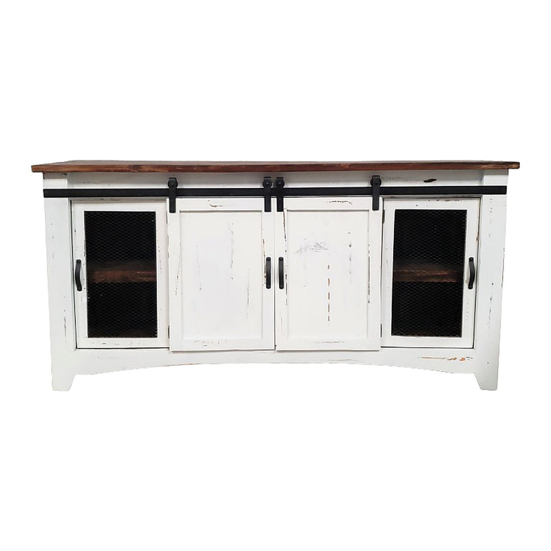 Barn Door & Metal Mesh TV Stand