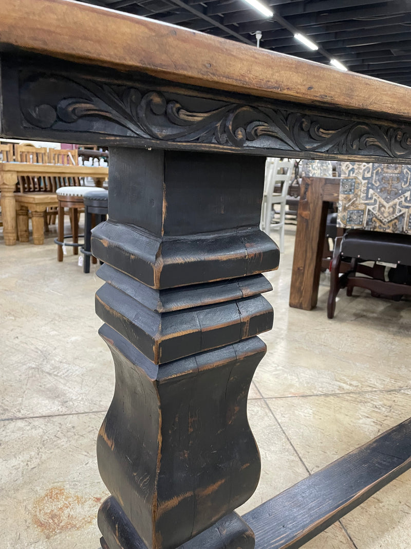 84” Rustic Console Table w/ Carvings
