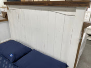 Wimberley 5-piece farmhouse queen bedroom set by Monterrey Furniture featuring a bed, dresser, mirror, and matching nightstands.