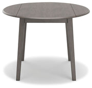 Ashley Furniture Shullden dining room set with a wooden table and matching chairs, shown from a head-on perspective.