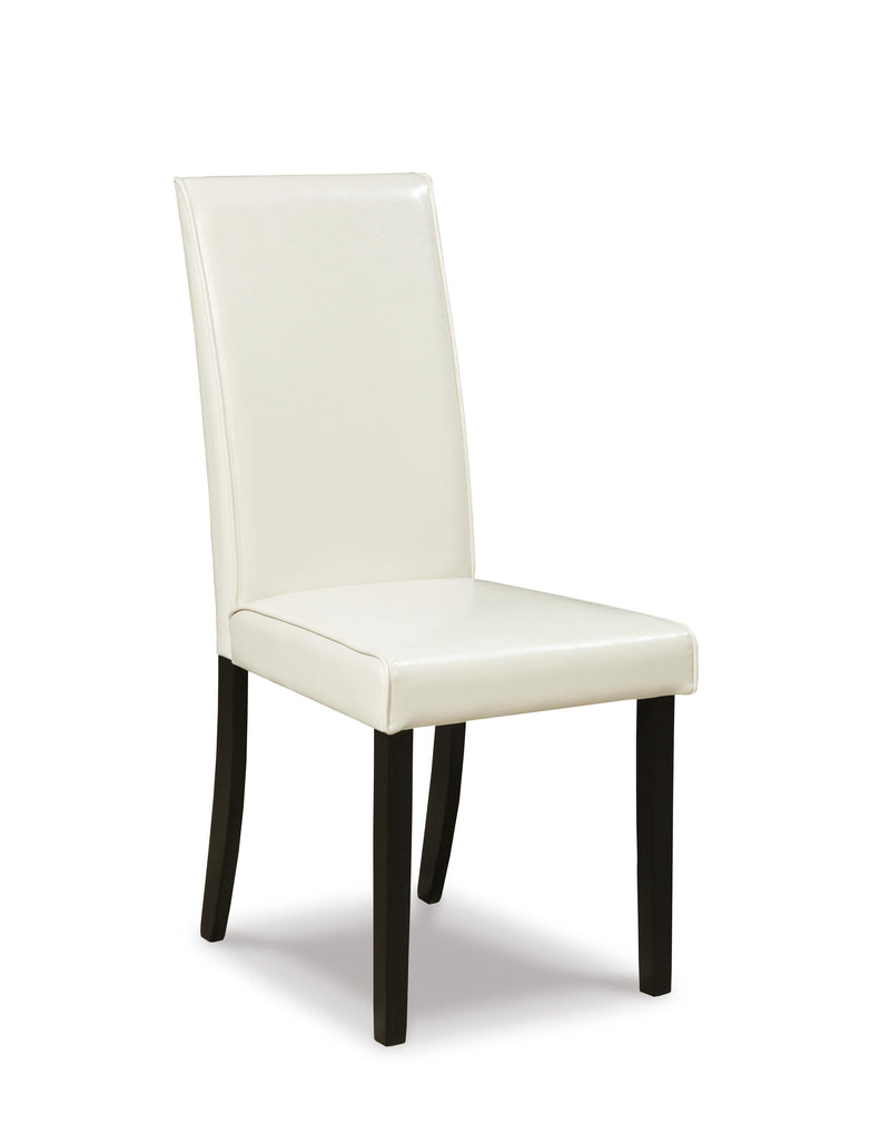 Ashley Furniture Kimonte dining chair set featuring stylish wooden chairs with cushioned seats and modern design.