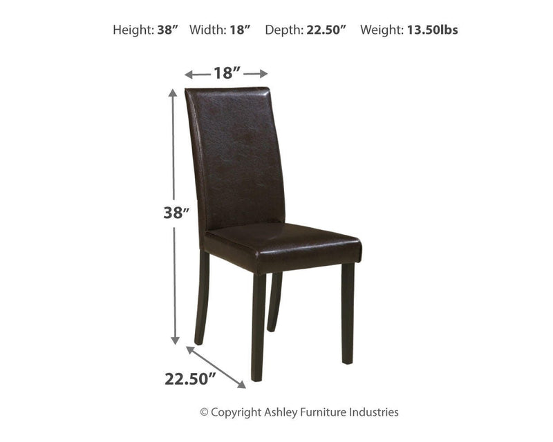 Ashley Furniture Kimonte dining chair with upholstered seat and wooden legs, showcasing elegant design and neutral fabric.