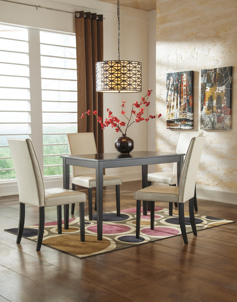 Ashley Furniture Kimonte Dining Chair Set featuring stylish upholstered chairs with wood legs for a modern dining room look.