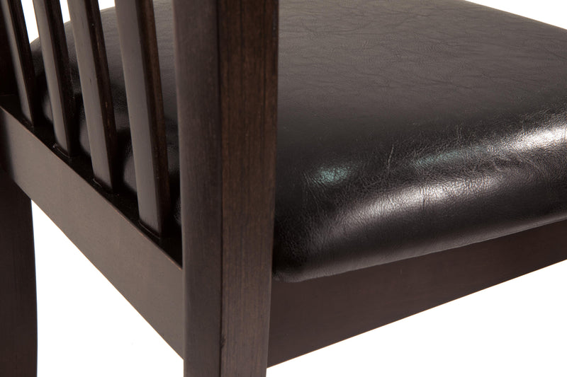 Ashley Furniture Hammis dining chair with upholstered seat and wooden legs, shown in a detailed view.