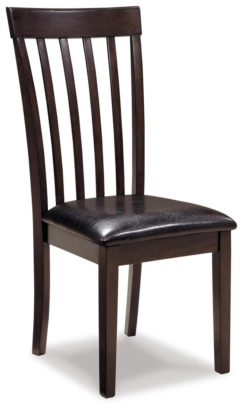 Ashley Furniture Hammis dining chair set with dark wood finish and upholstered seats, shown in a modern dining room setting.