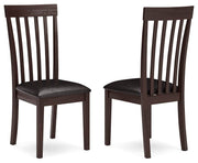 Ashley Furniture Hammis dining chair with dark wood finish and upholstered seat, shown from side view.