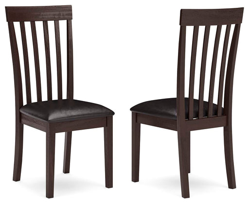 Ashley Furniture Hammis dining chair with dark wood finish and upholstered seat, shown from side view.