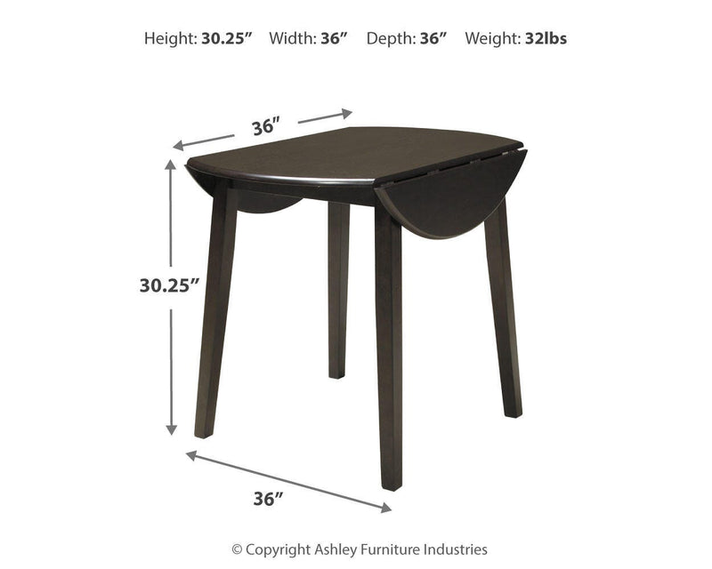 Ashley Furniture Hammis dining set with a wooden table and matching chairs in a modern dining room setting.